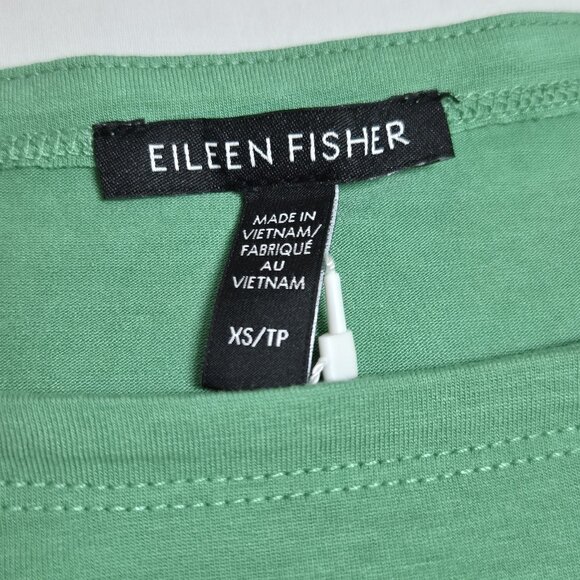 Eileen Fisher Women's Tunic Size XS Boat Neck Slit Side Long Length Top Green 60 - Picture 6 of 10